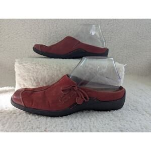 Naturalizer Detail Red Slip On Leather Suede Mules Loafers Comfort Shoes sz 8